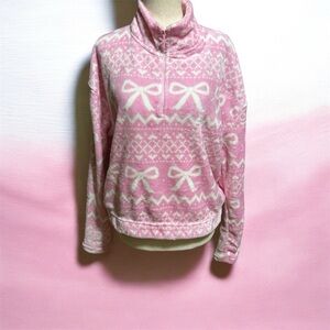 No Boundaries Pink Fleece 1/4 Zip Top Medium NWOT